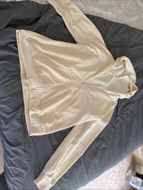 Cream Zip-Up Hoodie - Neutral Lightweight Pullover
